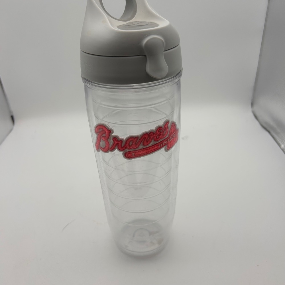 Tervis Atlanta Braves 24oz Water Bottle Insulated Tumbler Pink Logo Gray Lid
